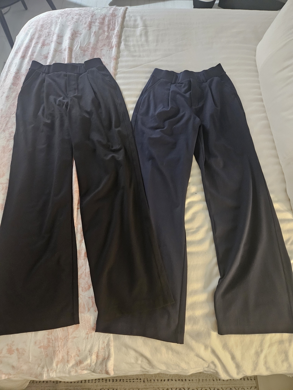 Wide-Leg Pull-On Pants - Black & Navy